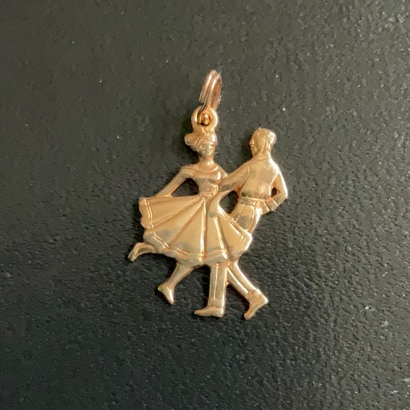 10k Dancers Charm Pendant - vintage - Picture 1 of 3